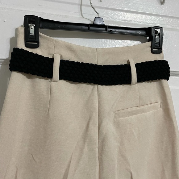 Zara XS Beige Trousers with braided belt - Picture 3 of 5